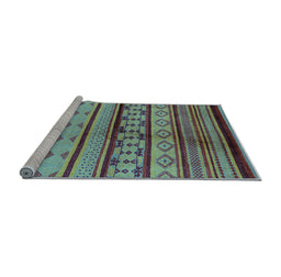 Sideview of Machine Washable Southwestern Light Blue Country Rug, wshurb1175lblu
