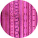 Round Machine Washable Southwestern Pink Country Rug, wshurb1175pnk