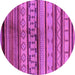 Round Machine Washable Southwestern Purple Country Area Rugs, wshurb1175pur