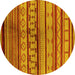 Round Southwestern Yellow Country Rug, urb1175yw