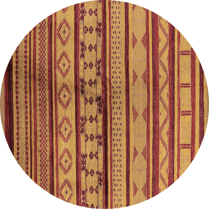 Round Machine Washable Southwestern Brown Country Rug, wshurb1175brn