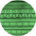 Round Southwestern Emerald Green Country Rug, urb1175emgrn