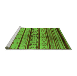 Sideview of Machine Washable Southwestern Green Country Area Rugs, wshurb1175grn
