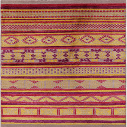 Square Mid-Century Modern Brown Sand Brown Southwestern Rug, urb1175