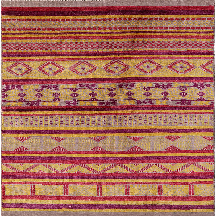 Square Mid-Century Modern Brown Sand Brown Southwestern Rug, urb1175