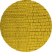 Round Machine Washable Solid Yellow Modern Rug, wshurb1176yw