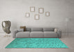 Machine Washable Solid Turquoise Modern Area Rugs in a Living Room,, wshurb1176turq