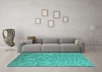 Machine Washable Solid Turquoise Modern Rug, wshurb1176turq