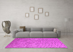 Machine Washable Solid Pink Modern Rug in a Living Room, wshurb1176pnk