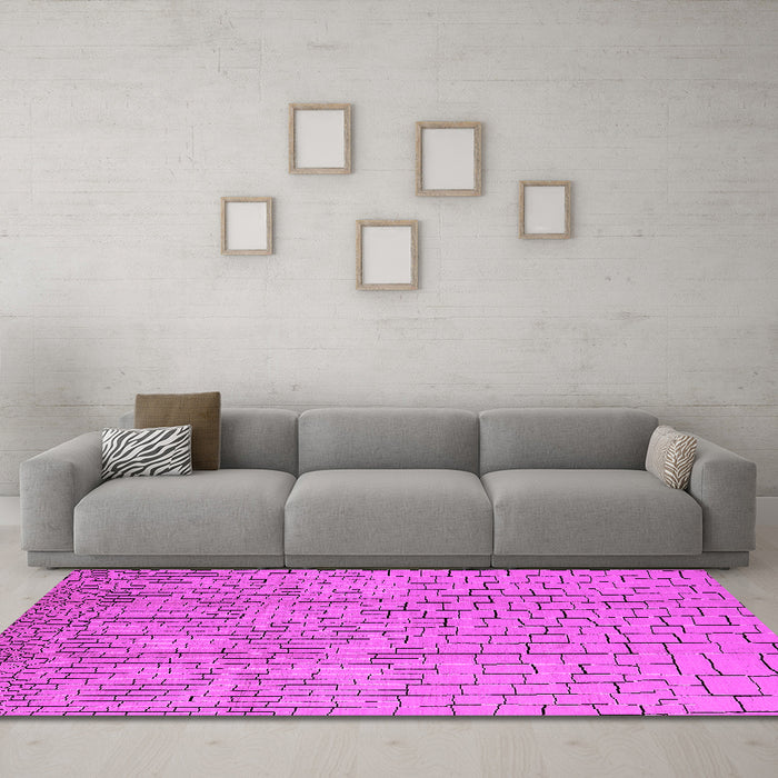 Machine Washable Solid Pink Modern Rug in a Living Room, wshurb1176pnk