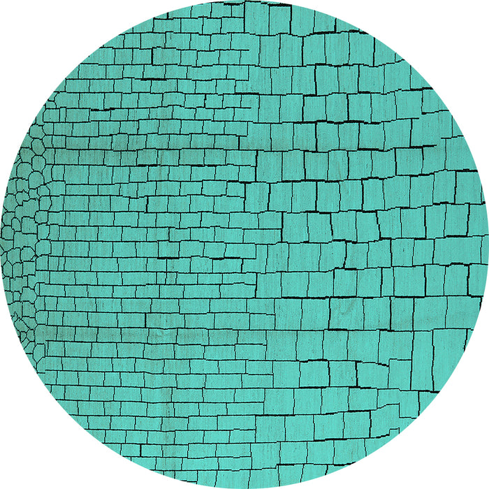 Round Solid Turquoise Modern Rug, urb1176turq