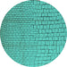 Round Solid Turquoise Modern Rug, urb1176turq