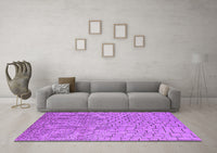 Machine Washable Solid Purple Modern Rug, wshurb1176pur