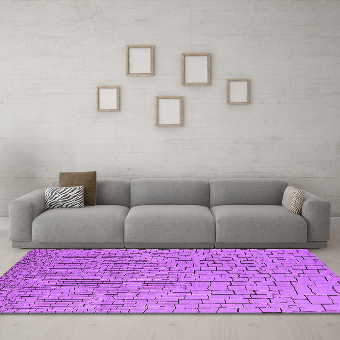 Machine Washable Solid Purple Modern Area Rugs in a Living Room, wshurb1176pur