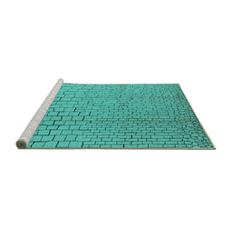 Sideview of Machine Washable Solid Turquoise Modern Area Rugs, wshurb1176turq