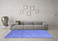 Machine Washable Solid Blue Modern Rug, wshurb1176blu