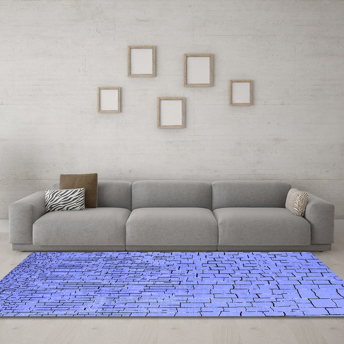 Machine Washable Solid Blue Modern Rug in a Living Room, wshurb1176blu