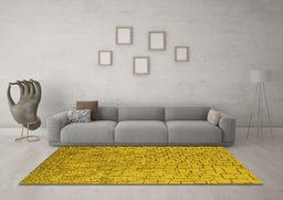 Machine Washable Solid Yellow Modern Rug in a Living Room, wshurb1176yw