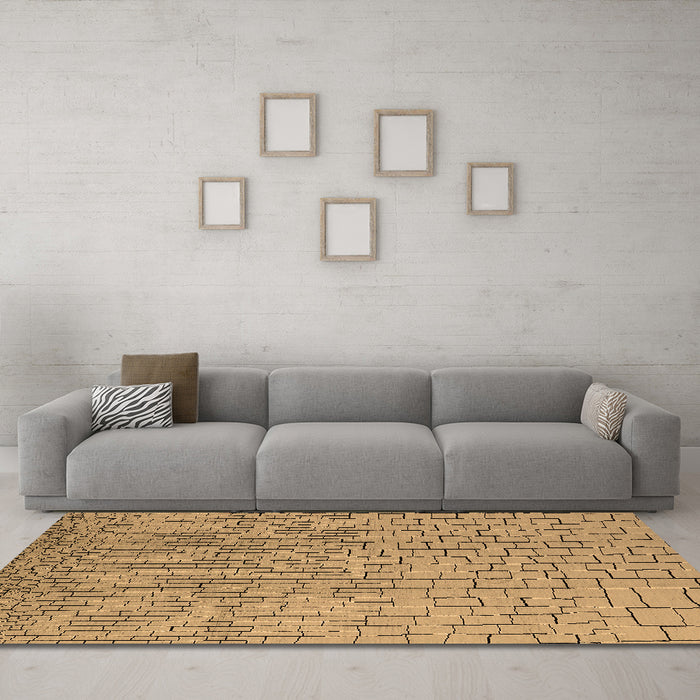 Machine Washable Solid Brown Modern Rug in a Living Room,, wshurb1176brn