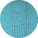 Round Machine Washable Solid Light Blue Modern Rug, wshurb1176lblu