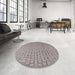 Round Mid-Century Modern Silver Pink Solid Rug in a Office, urb1176