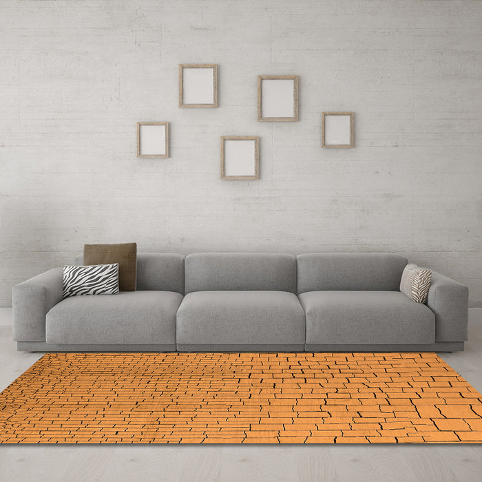 Machine Washable Solid Orange Modern Area Rugs in a Living Room, wshurb1176org