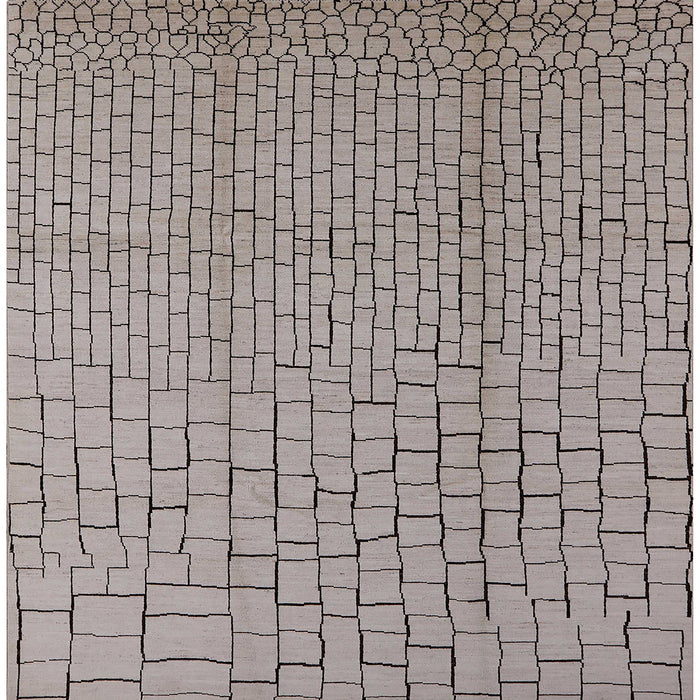 Square Mid-Century Modern Silver Pink Solid Rug, urb1176