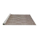 Sideview of Machine Washable Industrial Modern Dark Almond Brown Rug, wshurb1177