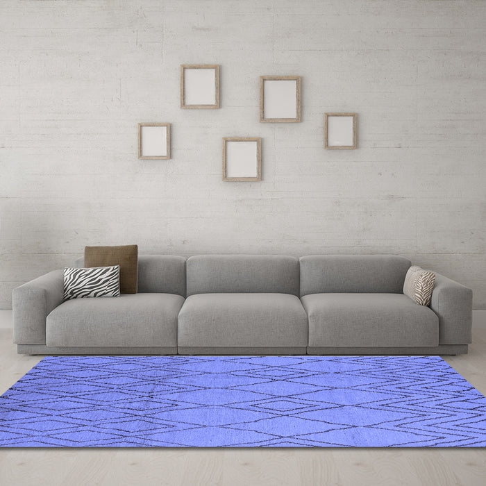 Machine Washable Solid Blue Modern Rug in a Living Room, wshurb1177blu