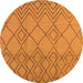 Round Machine Washable Solid Orange Modern Area Rugs, wshurb1177org