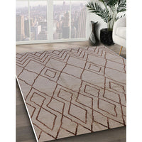 Mid-Century Modern Dark Almond Brown Solid Rug, urb1177