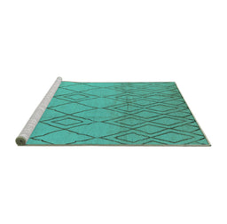 Sideview of Machine Washable Solid Turquoise Modern Area Rugs, wshurb1177turq