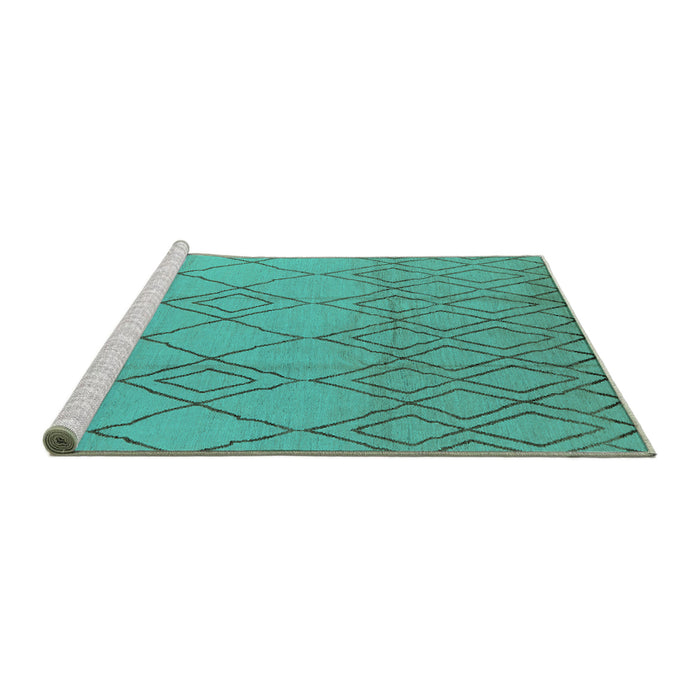 Sideview of Machine Washable Solid Turquoise Modern Area Rugs, wshurb1177turq