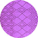 Round Machine Washable Solid Purple Modern Area Rugs, wshurb1177pur