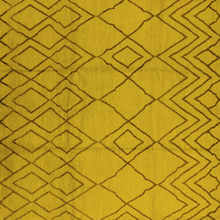 Square Machine Washable Solid Yellow Modern Rug, wshurb1177yw