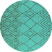 Round Solid Turquoise Modern Rug, urb1177turq