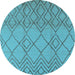 Round Solid Light Blue Modern Rug, urb1177lblu