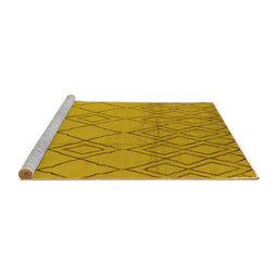 Sideview of Machine Washable Solid Yellow Modern Rug, wshurb1177yw