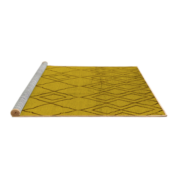 Sideview of Machine Washable Solid Yellow Modern Rug, wshurb1177yw