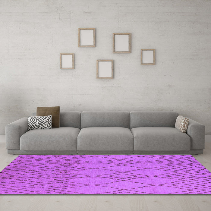 Machine Washable Solid Purple Modern Area Rugs in a Living Room, wshurb1177pur