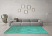 Machine Washable Solid Turquoise Modern Area Rugs in a Living Room,, wshurb1177turq