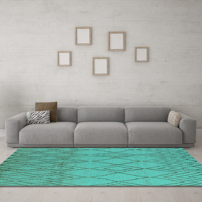 Machine Washable Solid Turquoise Modern Area Rugs in a Living Room,, wshurb1177turq