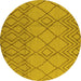 Round Solid Yellow Modern Rug, urb1177yw