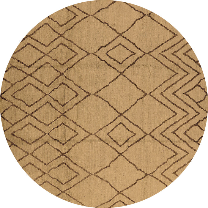 Round Machine Washable Solid Brown Modern Rug, wshurb1177brn