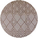 Round Mid-Century Modern Dark Almond Brown Solid Rug, urb1177