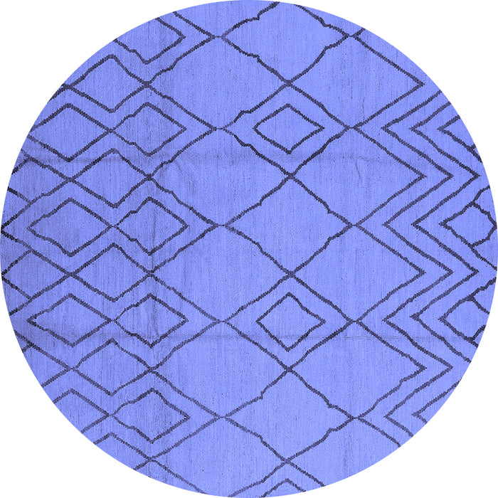 Round Machine Washable Solid Blue Modern Rug, wshurb1177blu