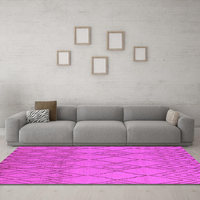Machine Washable Solid Pink Modern Rug in a Living Room, wshurb1177pnk