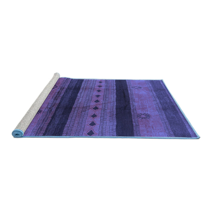 Sideview of Machine Washable Solid Blue Modern Rug, wshurb1178blu