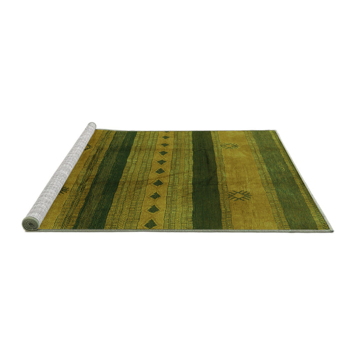 Sideview of Machine Washable Solid Green Modern Area Rugs, wshurb1178grn