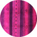 Round Machine Washable Solid Pink Modern Rug, wshurb1178pnk